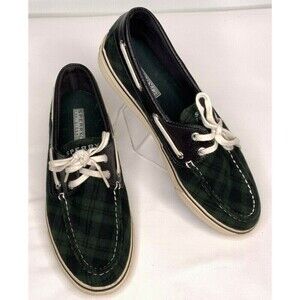 Sperry Top Sider Women's Plaid Boat Shoe Blue Green Size 8M